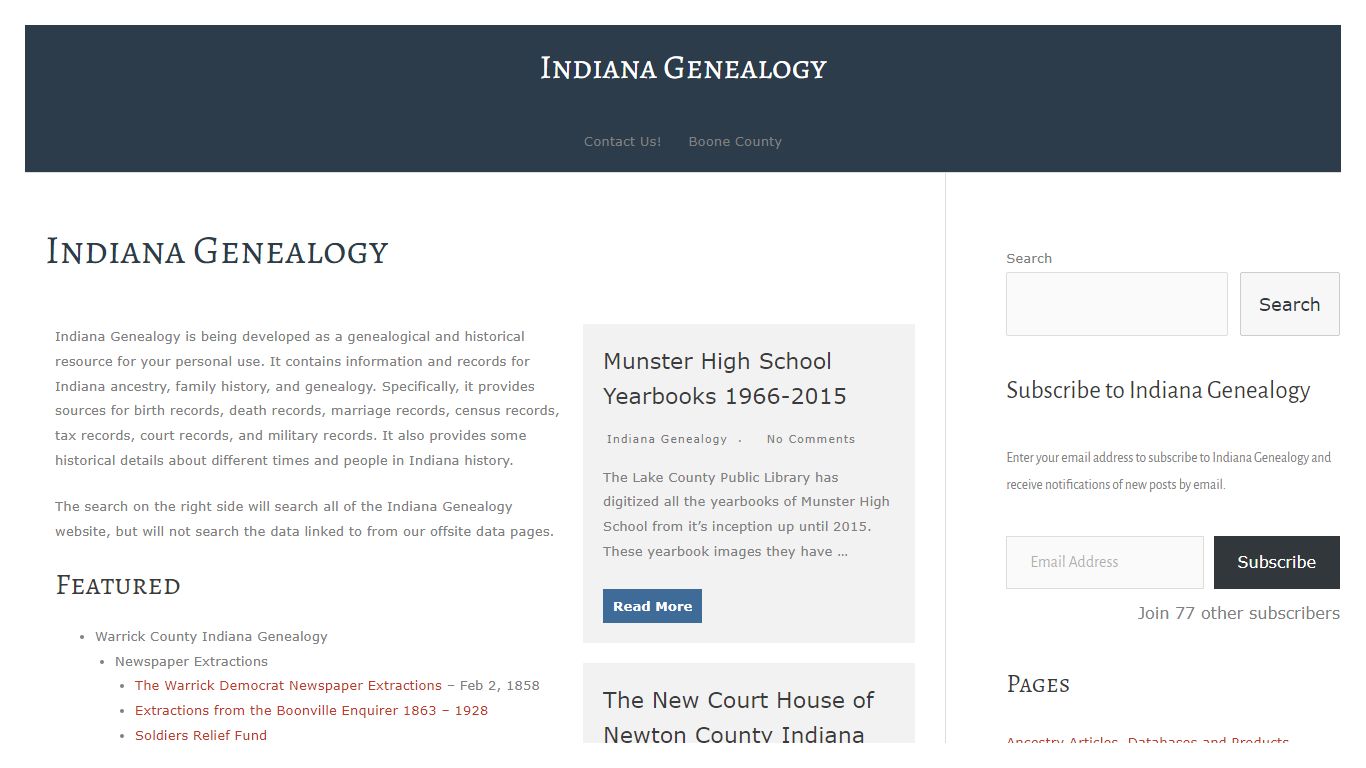 Indiana Genealogy – Indiana Genealogy